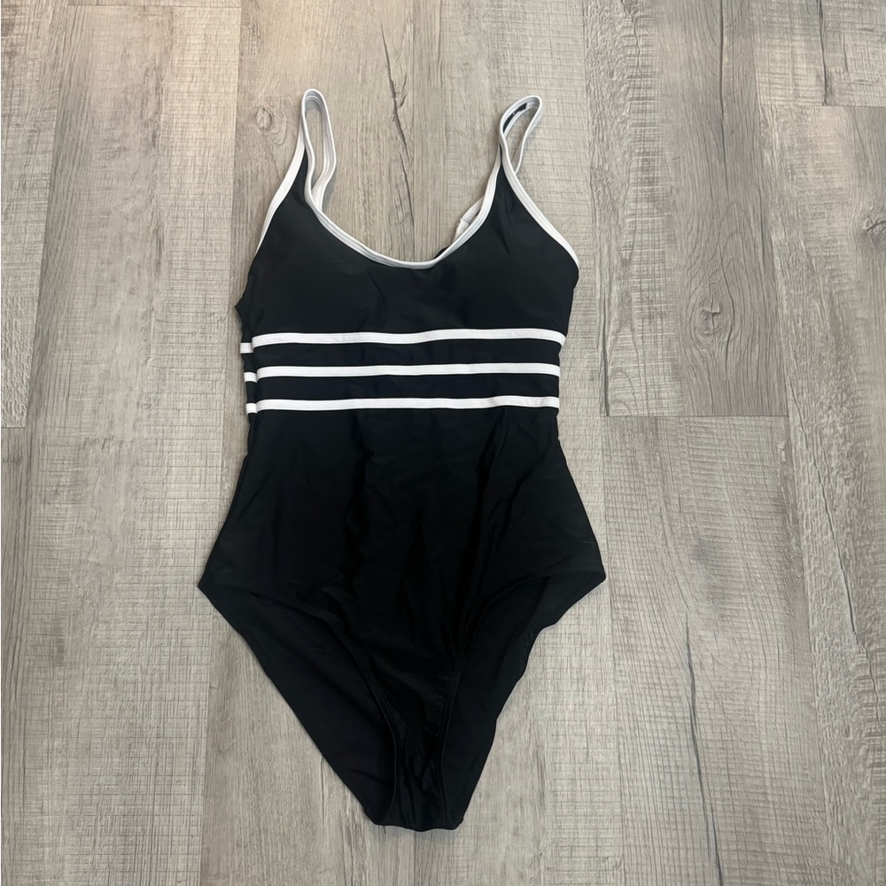 Classic Black and White Women's One-Piece Swimsuit